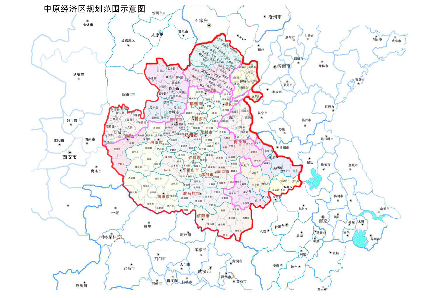 中原經濟區地圖出爐 含5省面積比英國還大