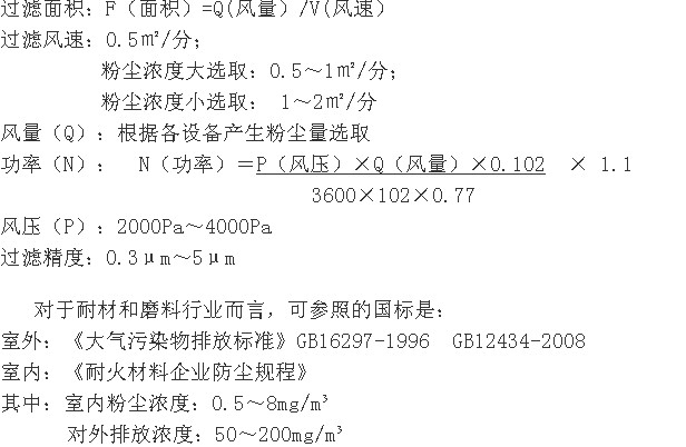 磨料磨具行業除塵設備幾個主要參數的意義和選擇