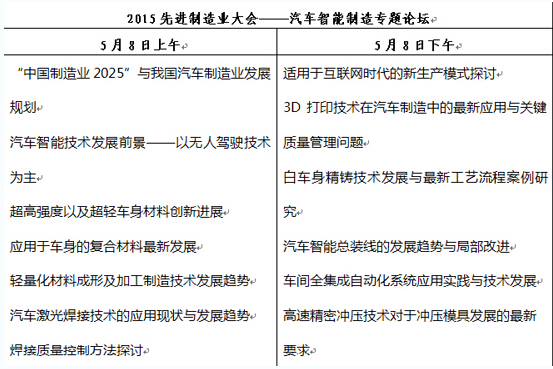 2015AMC-汽車智能制造專題論壇強勢來襲