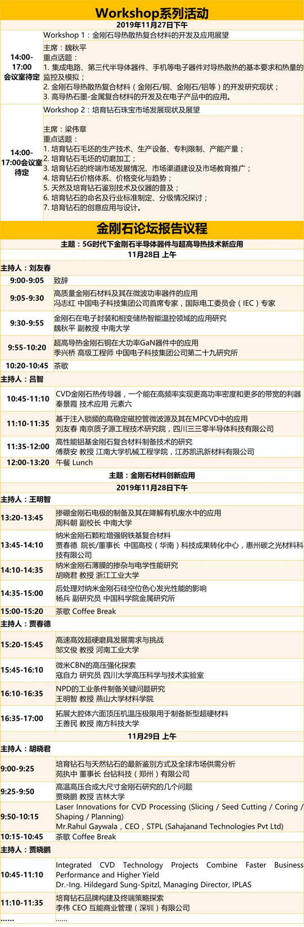 第四屆國際碳材料大會—金剛石論壇最終議程公布
