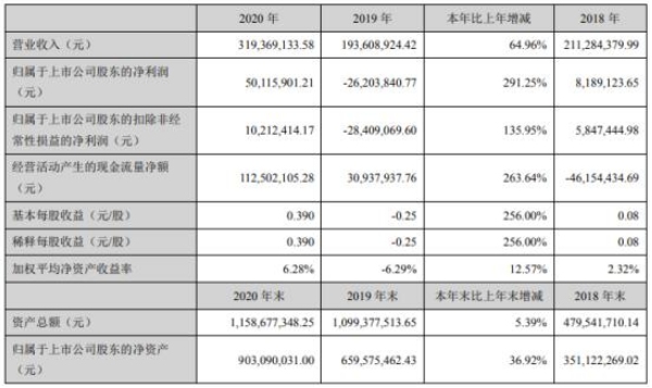 新勁剛2020年凈利5011.59萬   同比扭虧為盈