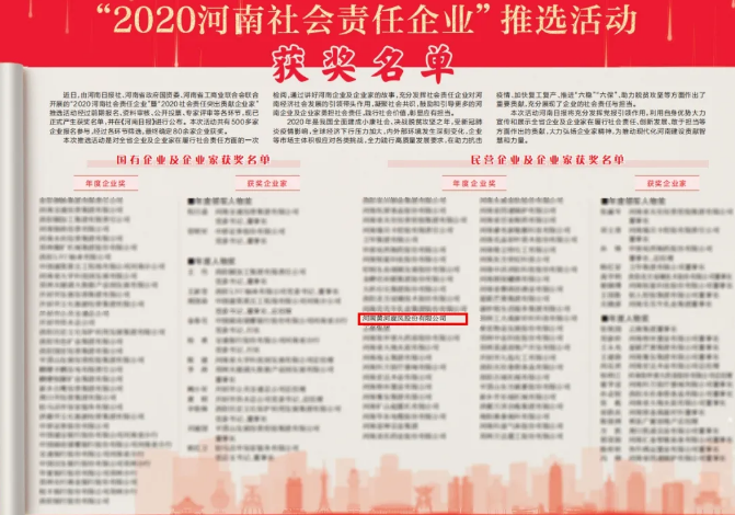 黃河旋風榮獲“2020河南社會責任企業(yè)”年度企業(yè)獎