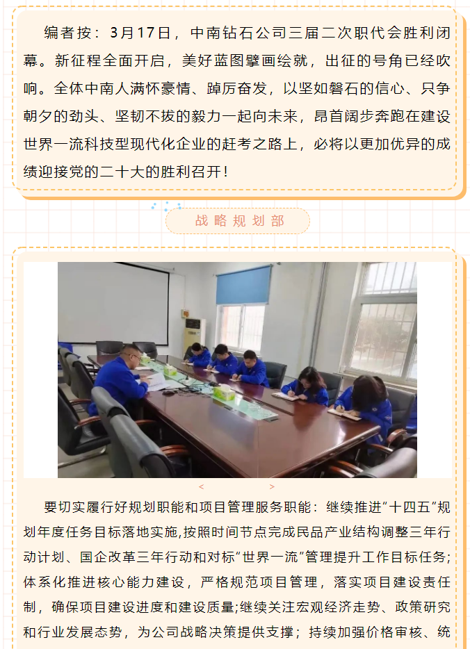 中南鉆石-深入貫徹落實職代會精神見行動（二）