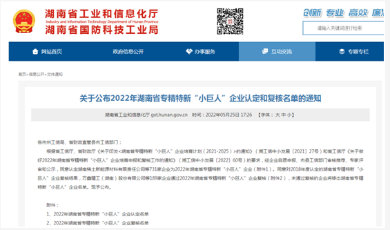 2022年湖南省專精特新“小巨人”企業認定和復核名單公布 富櫳新材、長沙石立及方圓磨料磨具榜上有名