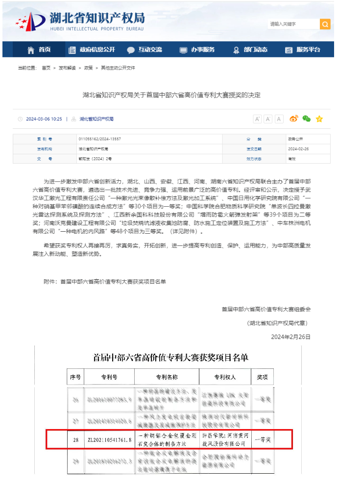 一等獎！?首屆中部六省高價值專利授獎 黃河旋風榜上有名