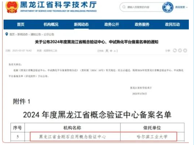 紅外薄膜與晶體團隊獲批黑龍江金剛石應用概念驗證中心