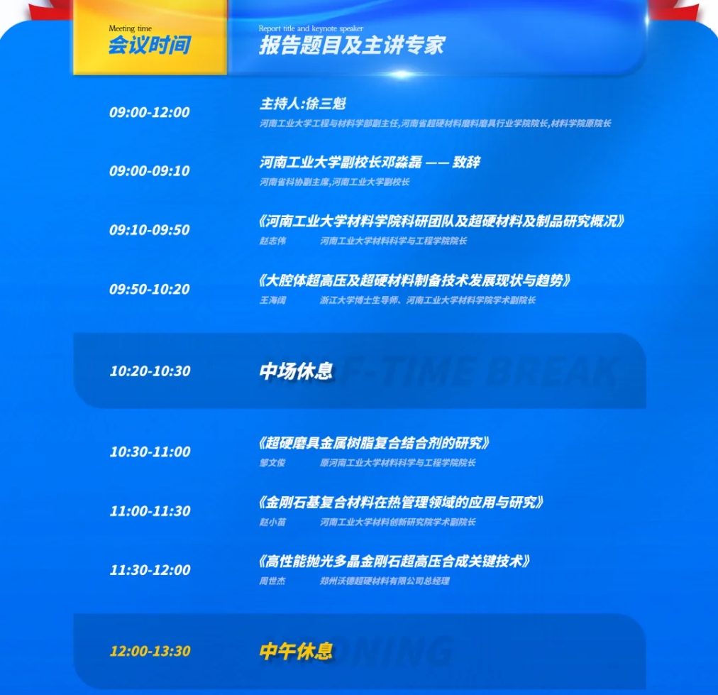 最新議程公布！河南工業大學超硬材料產業發展論壇即將召開